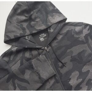 Polo Ralph Lauren Mens Performance Double Knit Full Zip Hoodie Jacket Black Camo